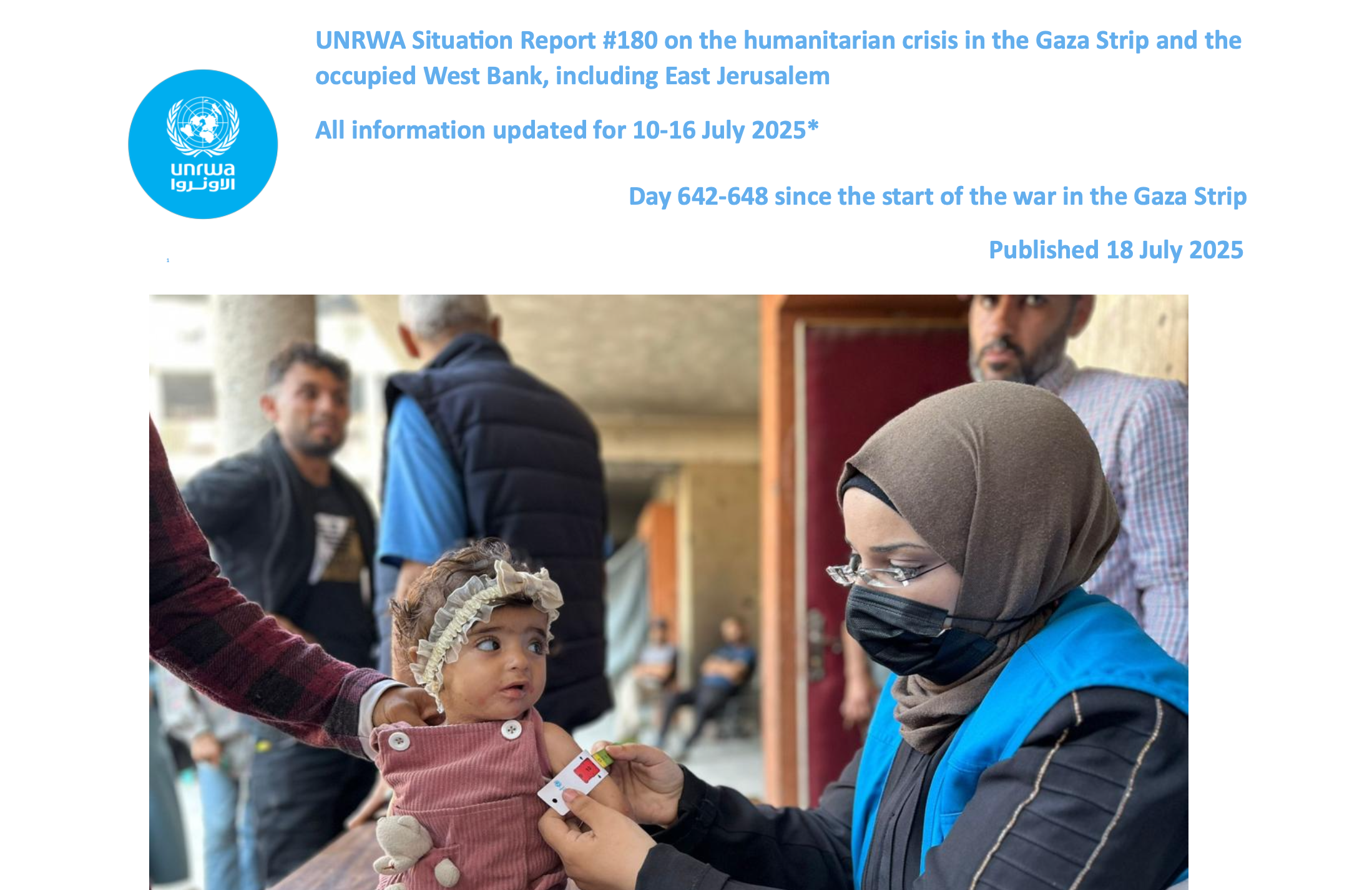 UNRWA Situation Report #180 on the humanitarian crisis in the Gaza Strip and the occupied West Bank, including East Jerusalem